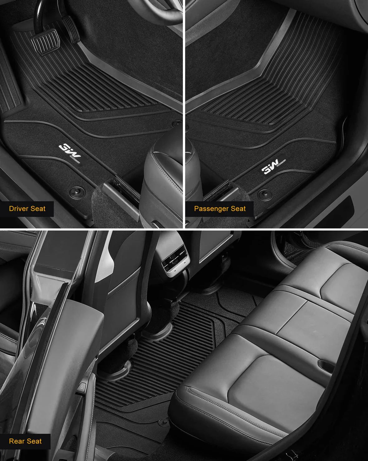 3W Custom Floor Mats and Trunk Mats for All Vehicle Types, Premium TPE Material & All-Weather Full Protection